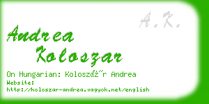 andrea koloszar business card